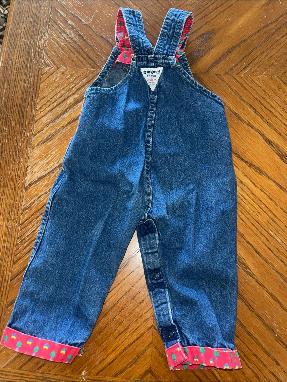 OshKosh B'gosh Dark Blue Denim Overalls with Red